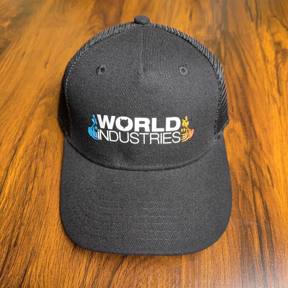 World Industries Hat Mens Snapback Black‎ Wet Willy Flame Boy Trucker Street Y2K